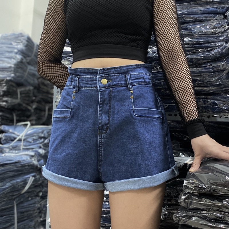 Quần Short Giãn Trơn 6 Màu Lưng Cao Co Giãn Mạnh Bigsize- Quần Đùi Jeans Lưng Phối Thun Vải Dày VNXK