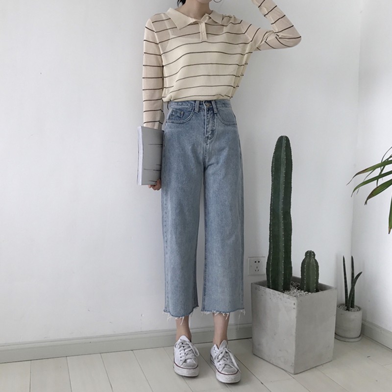 Quần jean bò baggy nữ jean cạp cao phong cách Hàn Quốc Ulzzang Emilyshop