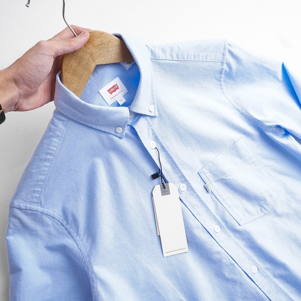 Áo sơ mi nam dài tay cao cấp LV oxford trơn basic, form slimfit, nhẹ thoáng mát