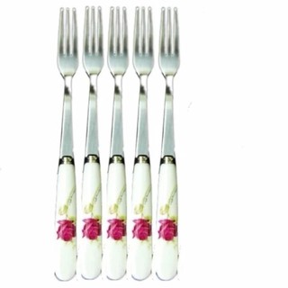 Combo 5 Dĩa Inox, cán sứ - Sang trọng, đẳng cấp, Giá hợp lý