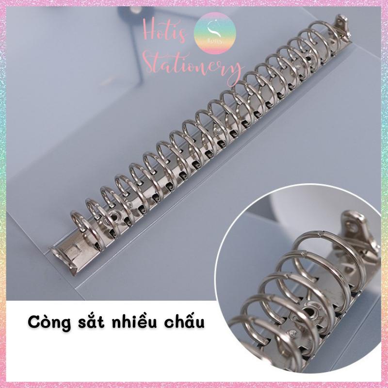 [HOTIS] Bìa còng sắt có dây chun nút cài - Binder A5/ B5/ A4 - 2 màu Trắng/ Đen
