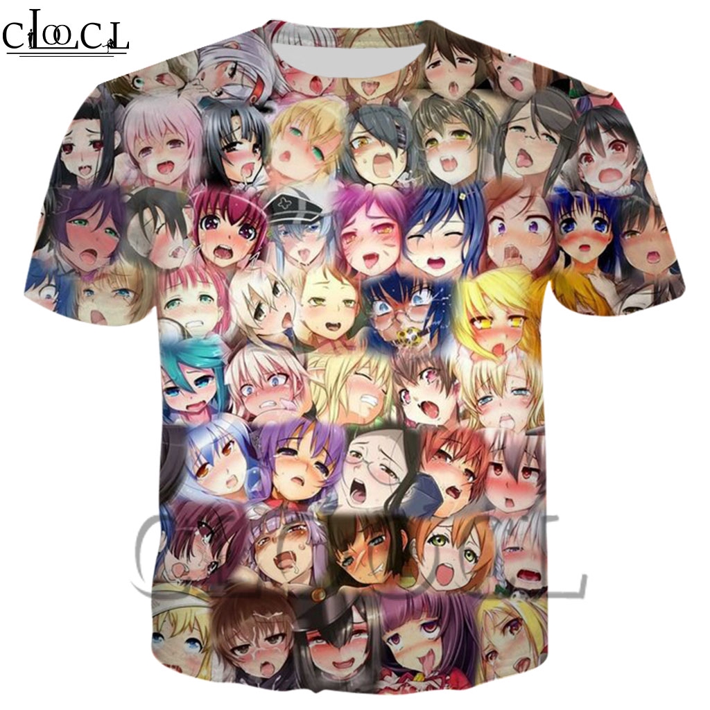 Áo Thun Cổ Tròn In Hoạ Tiết Ahegao Hentai 3d Thời Trang