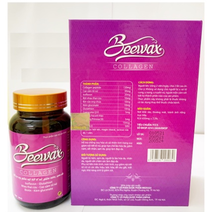 BEEWAX COLLAGEN - Viên uống làm trắng da bổ sung collagen, cao sâm tố nữ ,nhau thai cừu -Hộp 60v