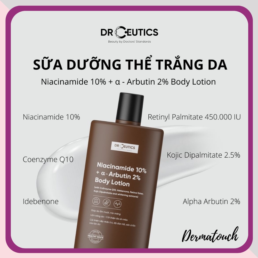 Dưỡng Thể Trắng Da Drceutics Body Lotion Giúp Làm Mịn Và Trắng da nhanh chóng 150mL - Dược Mỹ Phẩm Derma Touch