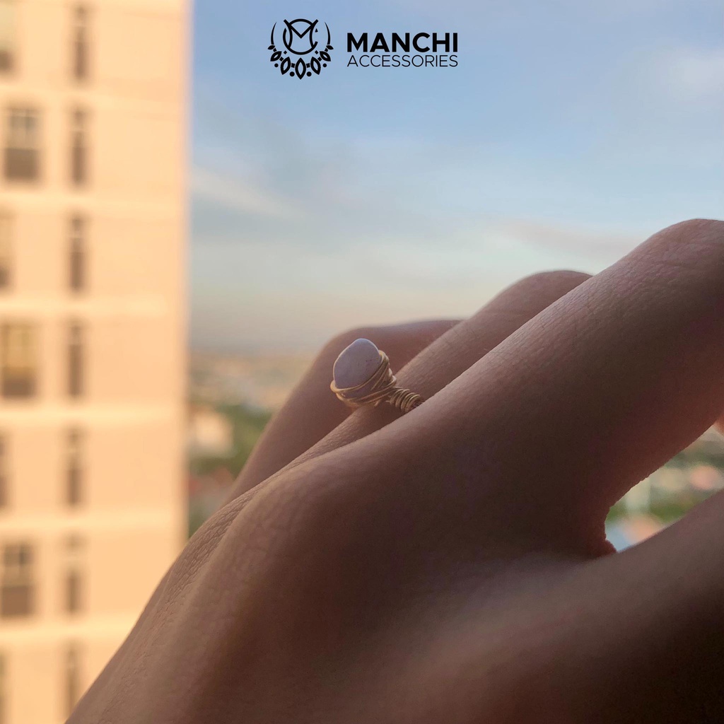 Nhẫn đá Amethyst handmade dây vàng