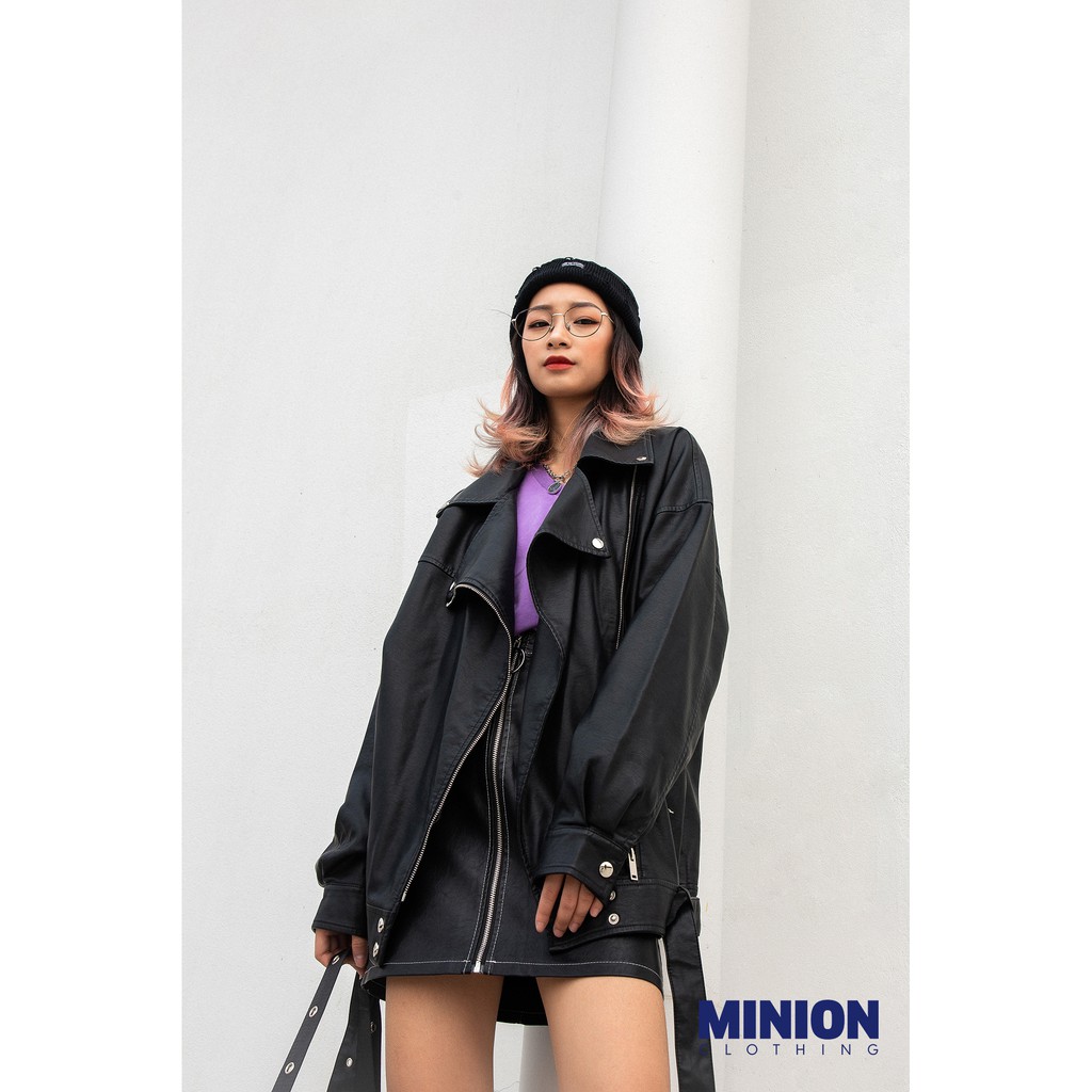 [Mã WABRLOW5 giảm 15% đơn 300K] Chân váy da Minion Clothing, dài trên gối, chữ A, phong cách Ulzzang Streetwear V2805