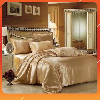 [Sale off] Chăn ga gối phi lụa_L6 (vàng kem)