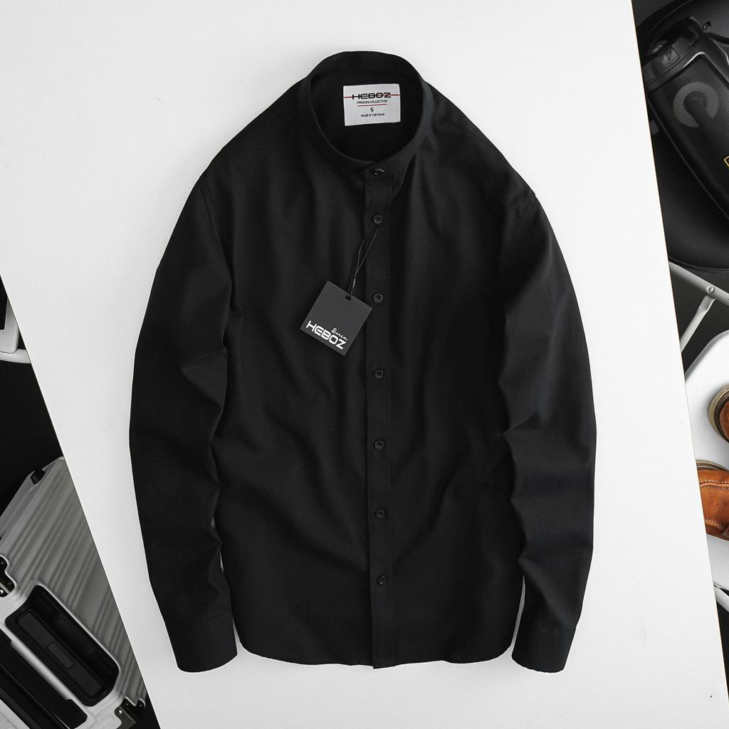 Áo sơ mi nam cổ trụ dài tay chất vải oxford 5M Heboz cao cấp - 00001488