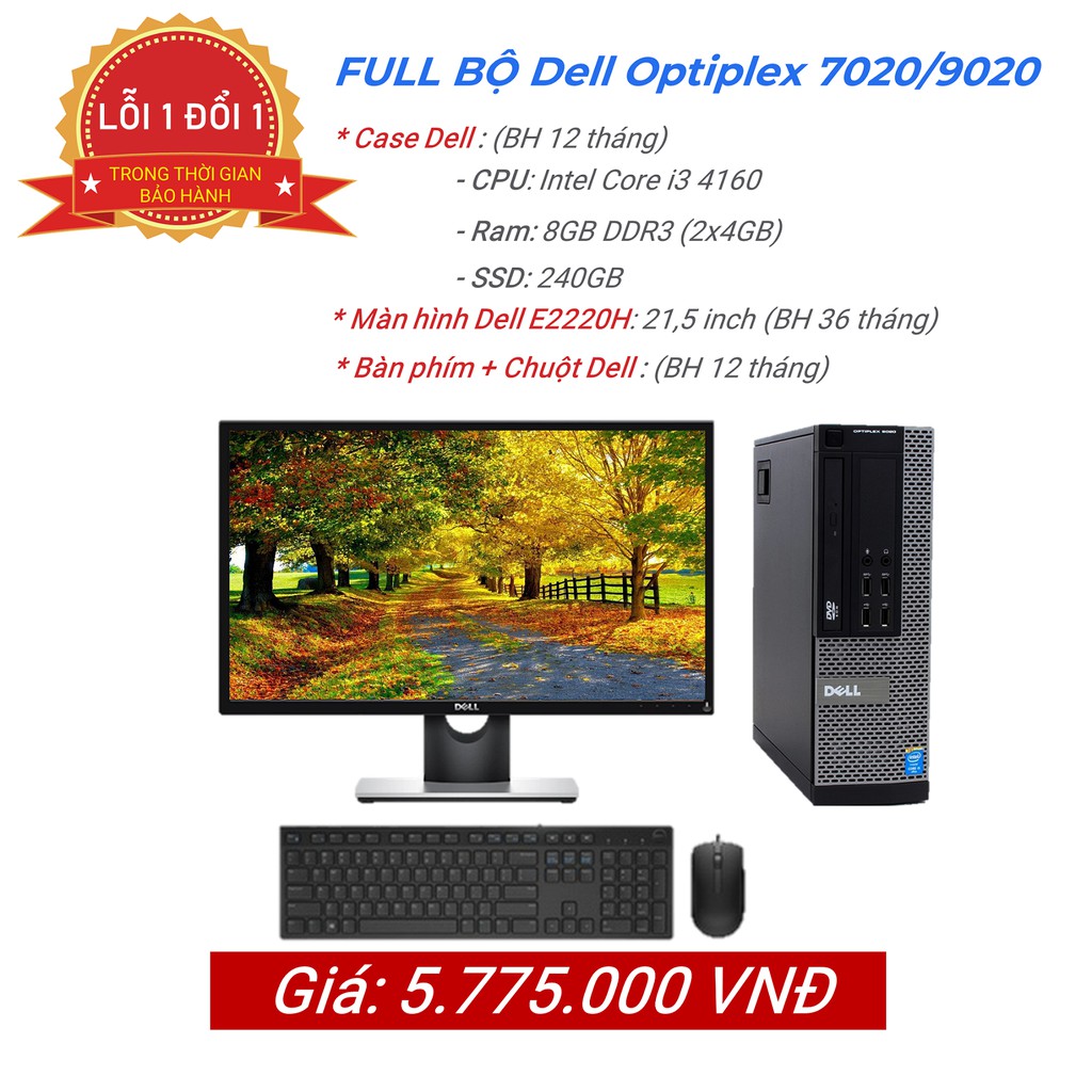 Bộ cây máy tính để bàn văn phòng Dell 3020/9020/ 7020 Core i3 4160, màn hình Dell , phím chuột Dell hàng nhập khẩu | WebRaoVat - webraovat.net.vn