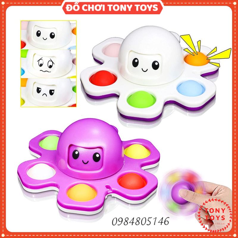 Đồ Chơi Con Quay Spinner Bạch Tuộc Cảm Cúc - Pop It fidget toy Bóp Bong Bóng Giúp Giảm Căng Thẳng