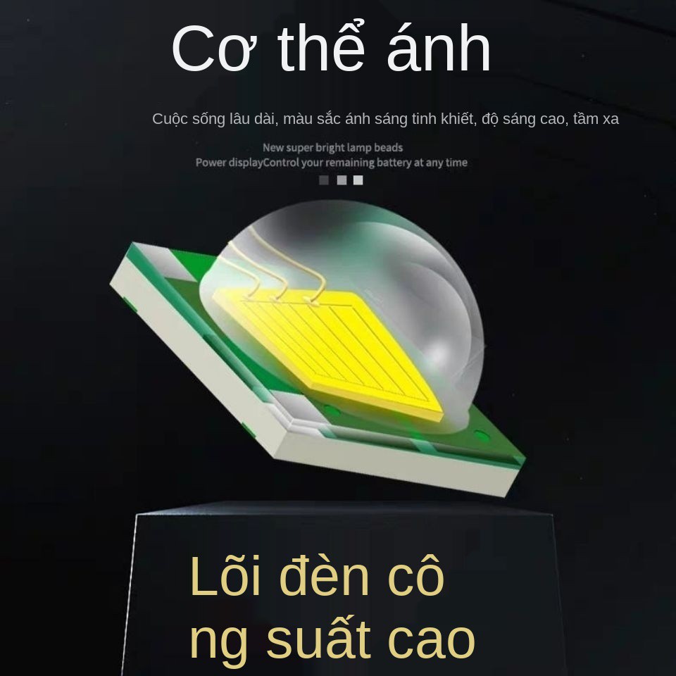 Đèn pha LED ánh sáng mạnh pin gắn đầu siêu ngoài trời hộ gia đình chụp ảnh dài có thể sạc lại câu cá đêm nhỏ