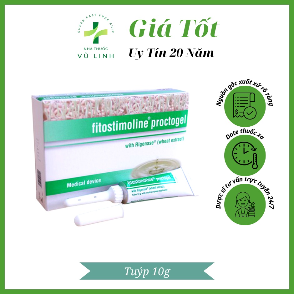 Gel bôi lành vết thương , trĩ, đau rát, chảy máu FITOSTIMOLINE PROCTOGEL túyp 10g xuất xứ Ý (Dùng được cho bà bầu)