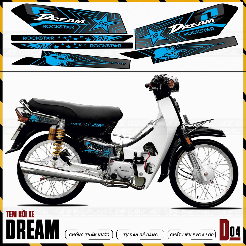 Tem Super Dream Mẫu Rockstar | D4 | Tem Rời Dream Việt, Thái Chống Nước, Bền Màu, Chất Liệu PVC Cao Cấp