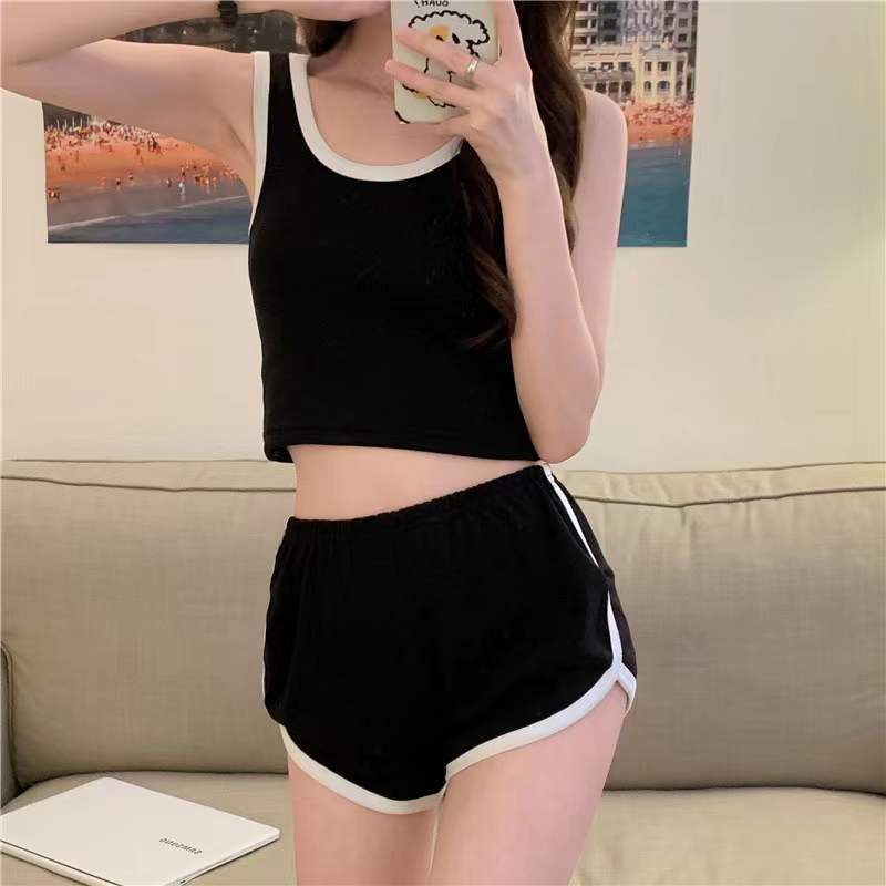 Bộ Đồ Thể Thao Áo Sát Nách Phối Quần Short Kiểu Hàn Quốc Thời Trang Mùa Hè Cho Nữ
