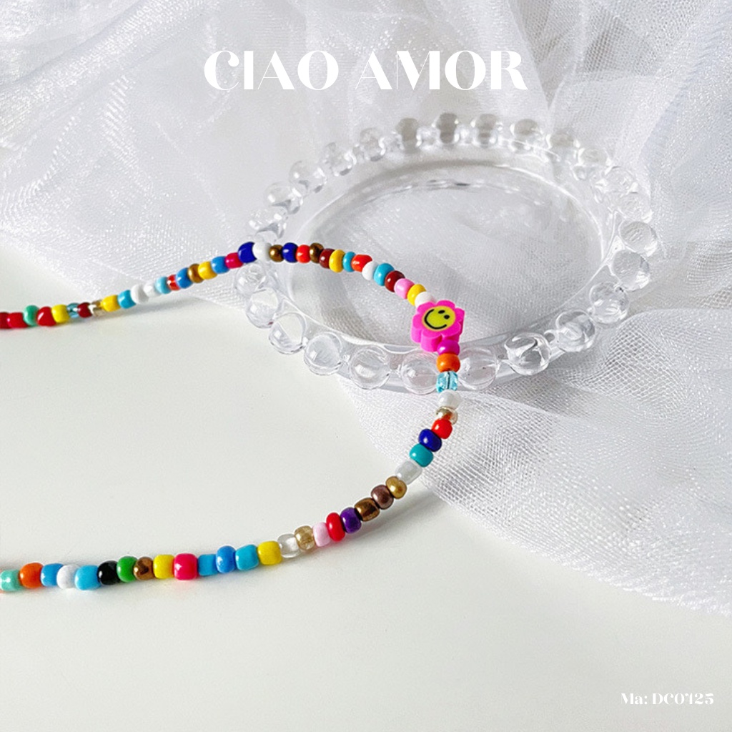 Dây chuyền, Vòng cổ nữ hạt cườm mặt cười hot màu sắc rực rỡ Trang sức Ciao Amor - DC0425