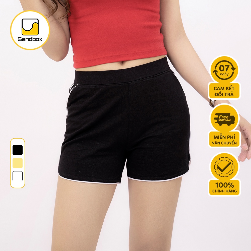 Quần đùi nữ SANDBOX chất liệu vải cotton co giãn, cạp chun, kiểu short dáng rộng thể thao, đồ mặc nhà | BigBuy360 - bigbuy360.vn