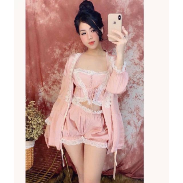 ngủ công chúa ,sét lụa 2 dây, Sét 2 Bộ Ngủ Sexy Hàng Shop Siêu Xịn