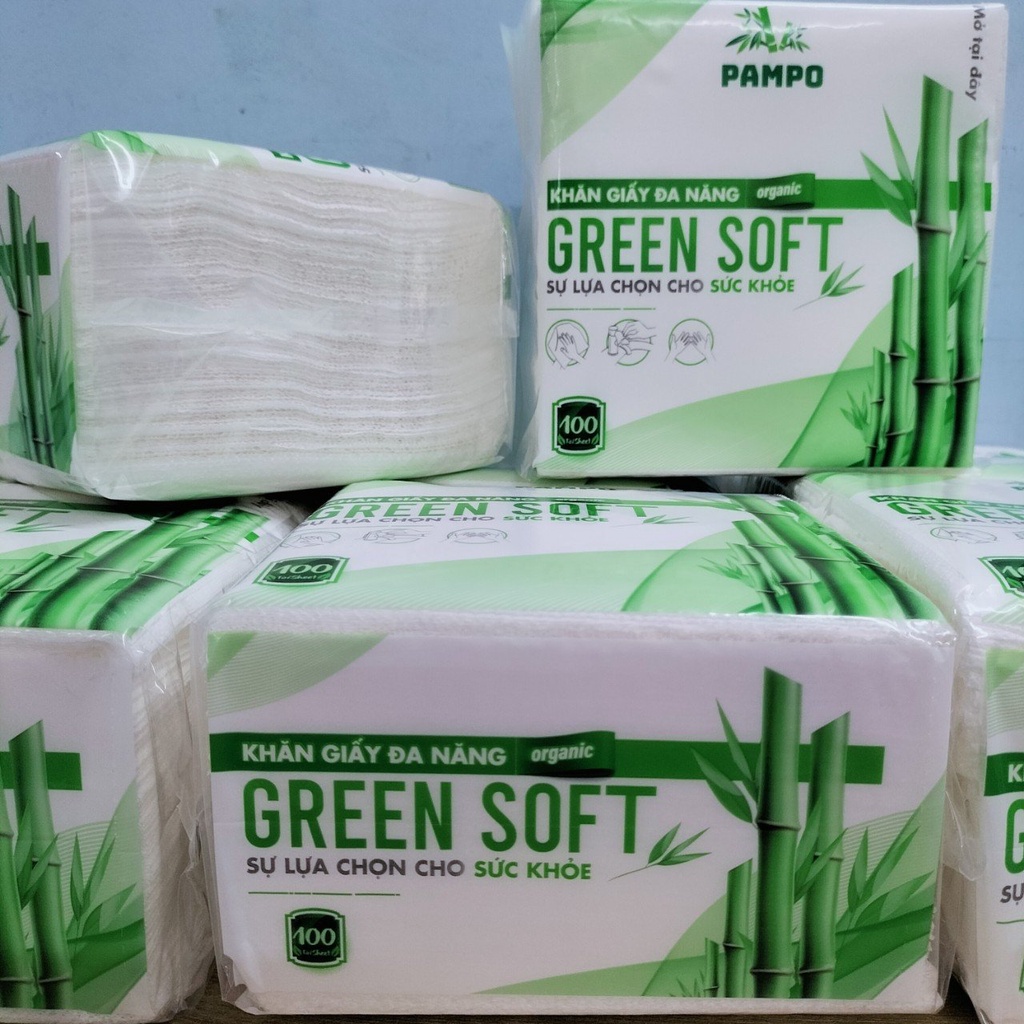Khăn Giấy Vuông PAMPO GREEN SOFT (33x33cm) 100 Tờ