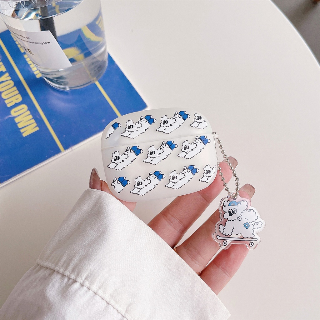 Vỏ Bảo Vệ Hộp Sạc Tai Nghe Bluetooth AirPods 1 2 pro 3 2021 gen3 Bằng Silicon Hình Chú Chó Hoạt Hình Vui Nhộn Kèm Móc Treo Chống Rơi