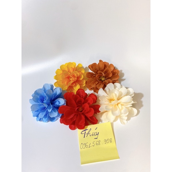 Đầu bông hoa cúc mặt trời vải V02 - 10cm lụa hàng đẹp | Phụ kiện trang trí