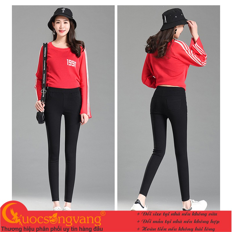 Quần legging jean nữ quần jean legging co giãn lưng thun GLQ132 Cuocsongvang