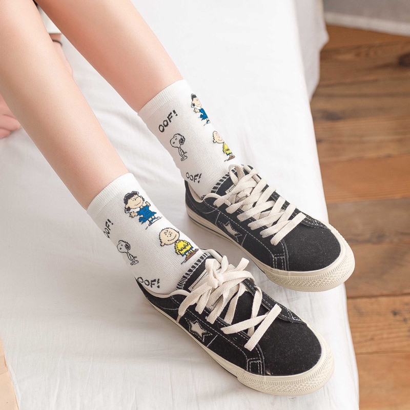 Vớ Cotton In Hoạt Hình Snoopy Kiểu Hàn Quốc Dễ Thương Cho Nam Và Nữ