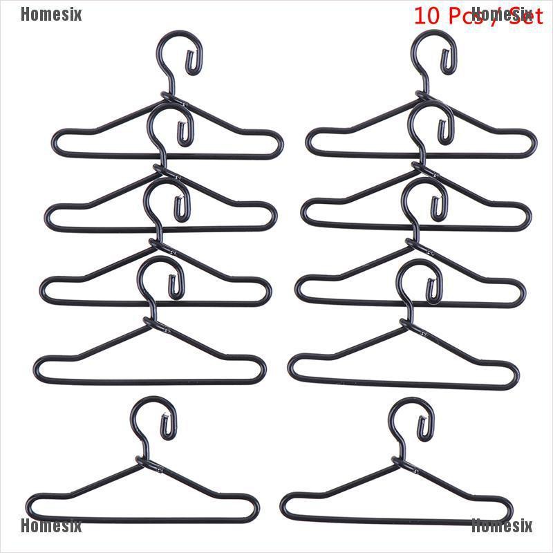 [HoMSI] 10Pcs 1/8 1/12 Dollhouse Miniature Hangers Clothes Doll Wardrobe Accessory SUU