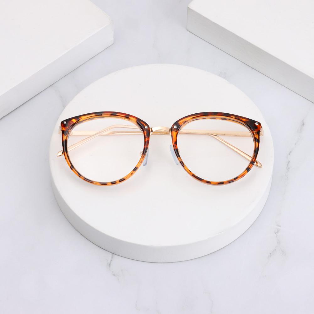 Kính Mát Gọng Kim Loại Họa Tiết Da Báo Phong Cách Retro