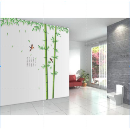 Decal dán tường 2 cây tre và  chú chim nhỏ