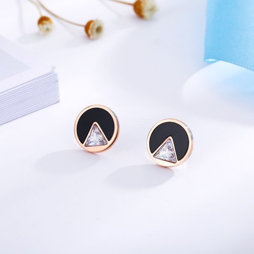 Bông Tai Nữ Hình Tròn Titan Ko Đen TT 2300