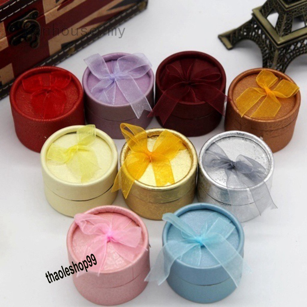 Hộp tròn nơ đựng nhẫn ❤️siêu đẹp rẻ❤️ sẵn sll-Hộp Đựng Trang Sức Hình Tròn