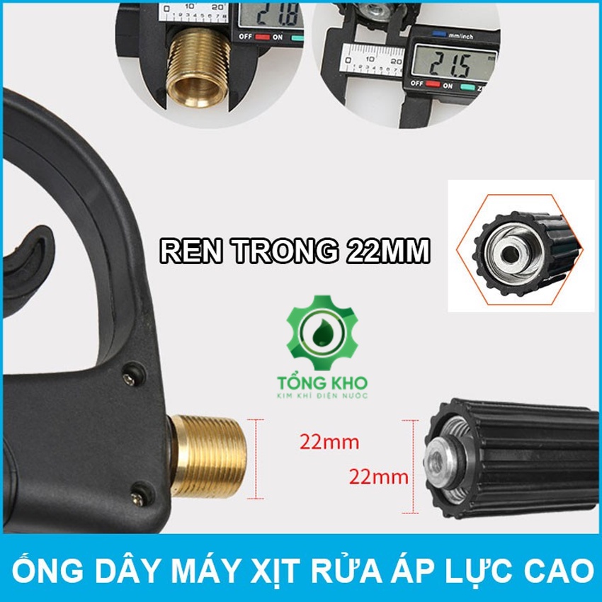 Dây rửa xe, 10, 15, 20m, Dây rửa xe áp lực cao ren 22  - Tổng kho kim khí điện nước