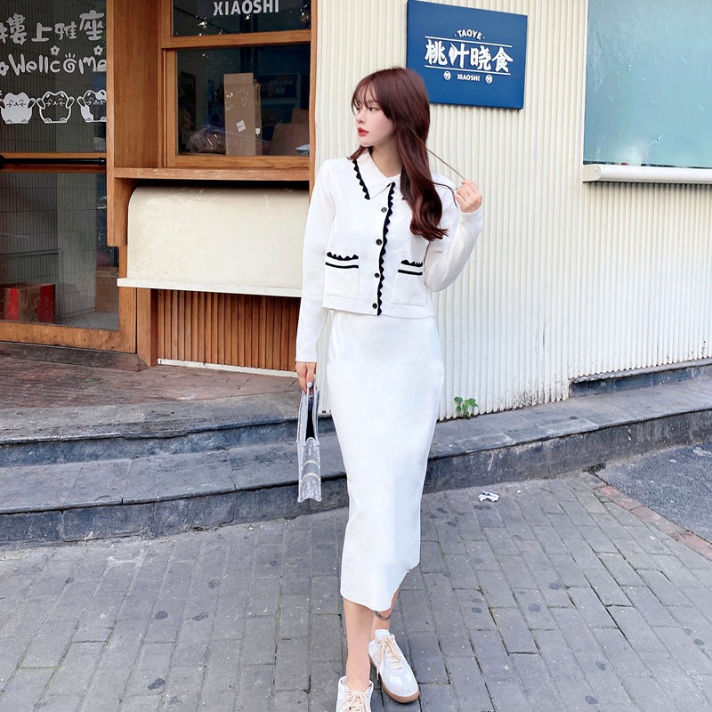 Set Áo Khoác Cardigan Và Chân Váy Len Thời Trang Thanh Lịch Cho Nữ | Shopee  Việt Nam