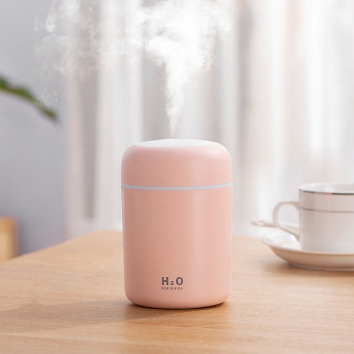 Máy khuếch tán tinh dầu HUMIDIFIER có đèn Led dung tích 300ml xoay nhiều màu, máy phun sương tạo ẩm cao cấp