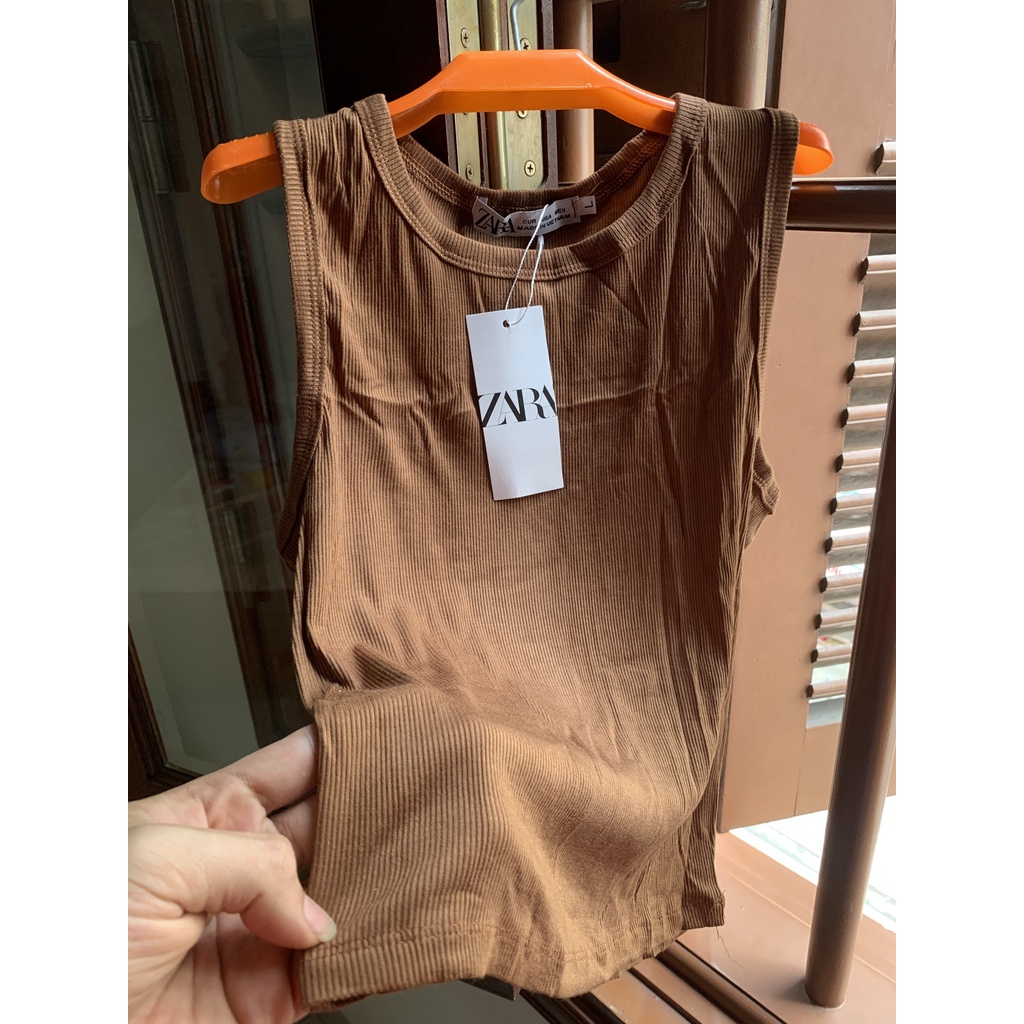 Áo ba lỗ nữ croptop ôm body Zara dáng áo 3 lỗ ôm chất liệu thun cotton 100% co dãn | BigBuy360 - bigbuy360.vn