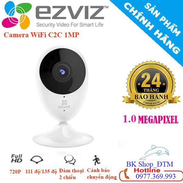 [BẢO HÀNH 24TH] Camera Wifi EZVIZ C2C 720P 1MP, Camera Nhỏ Ngọn, Sắt Nét