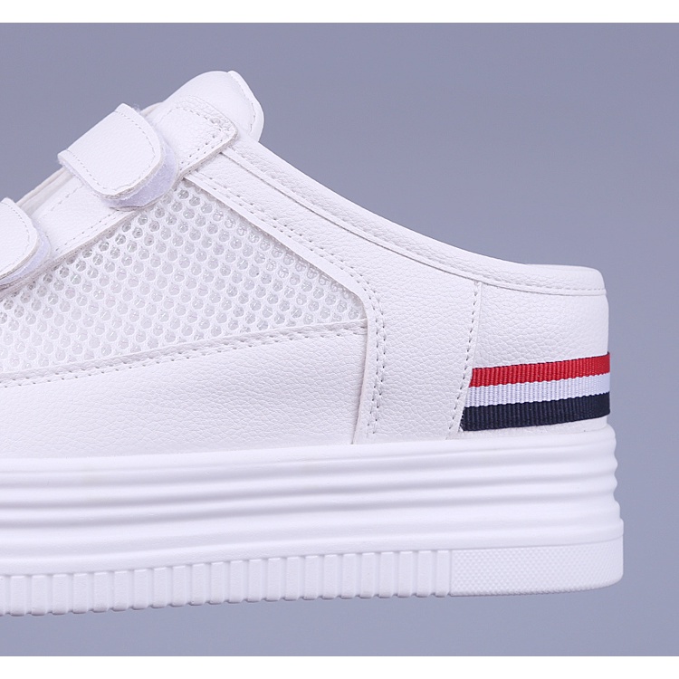 Giày Thể Thao Không Gót Màu Trắng Khóa Dán Một Mảnh Phong Cách Mùa Hè Mới 2021 Cho Nữ