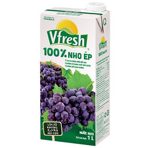 Nước nho ép Vinamilk Vfresh 100% - Hộp 1L