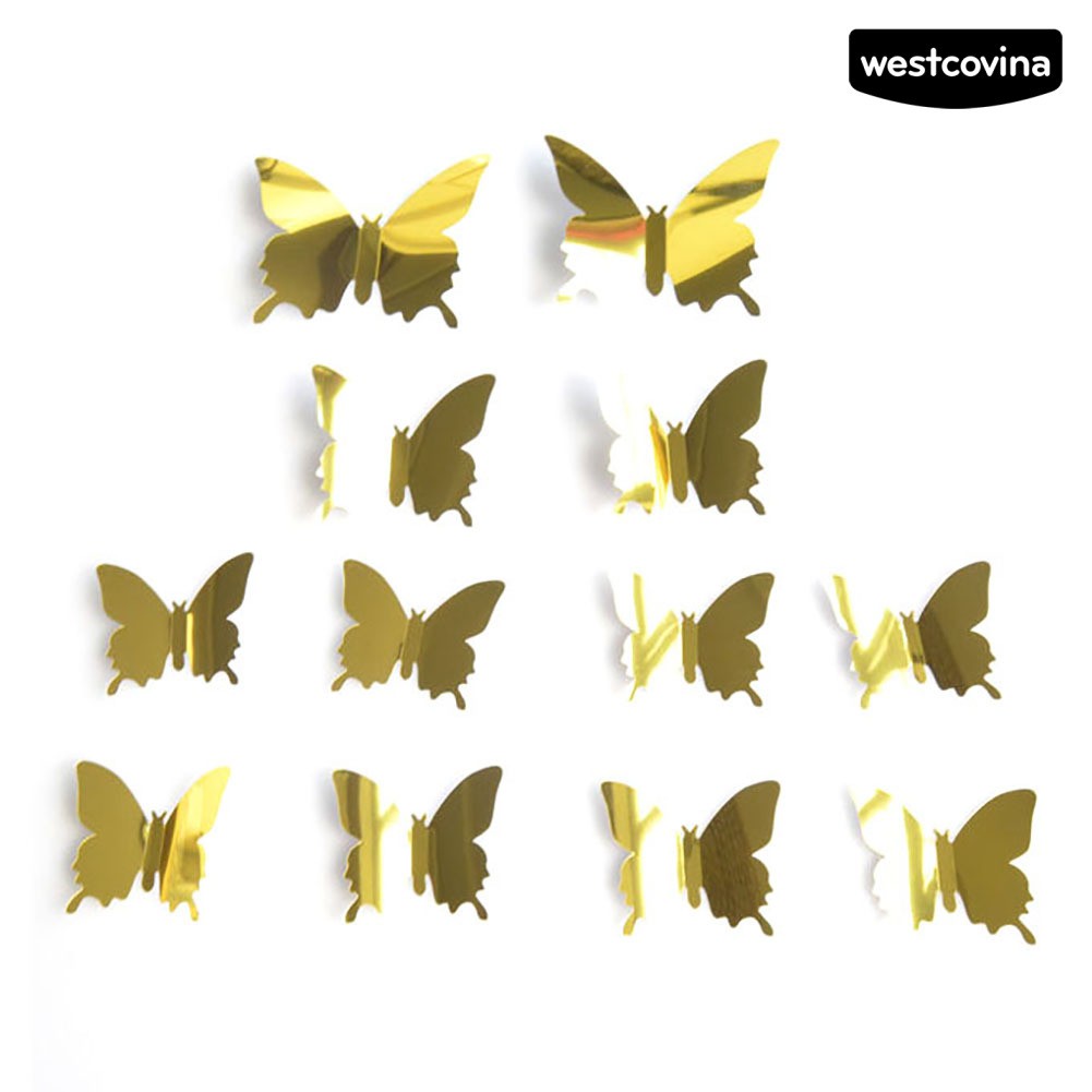 12 Sticker Dán Tường Hình Con Bướm 3d Dùng Trong Trang Trí Nhà