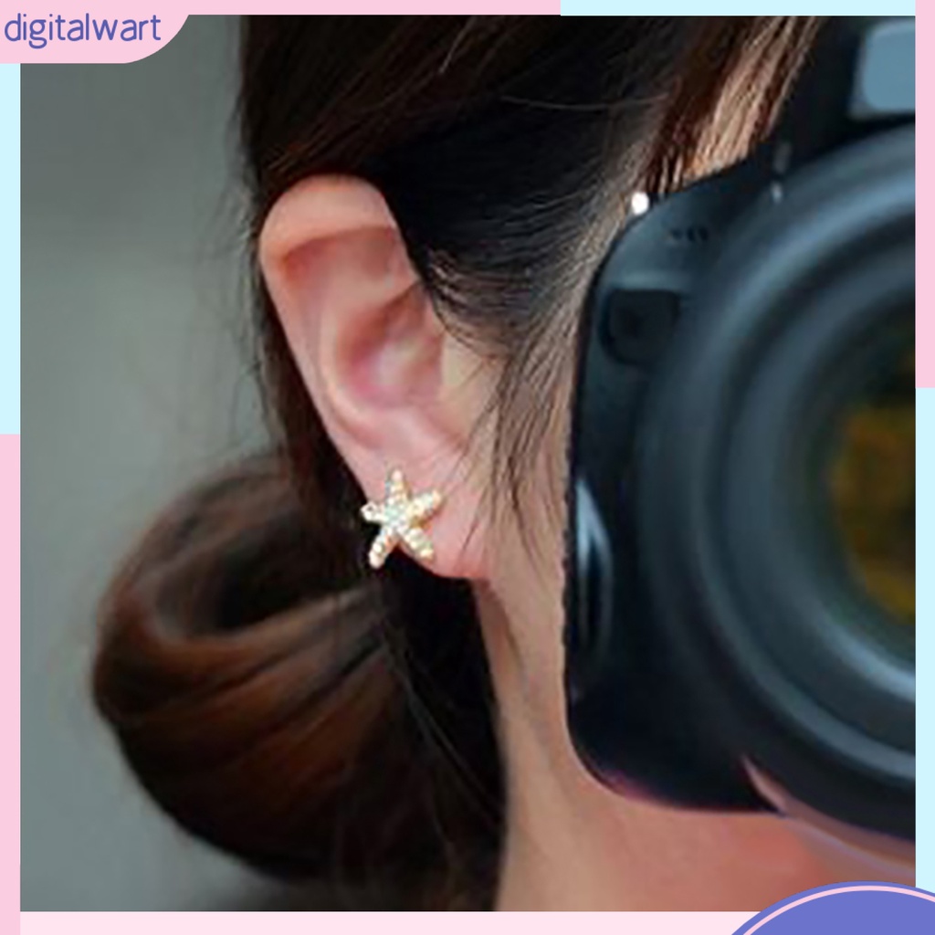 Khuyên kẹp vành tai hình sao biển/trái tim đính đá thanh lịch