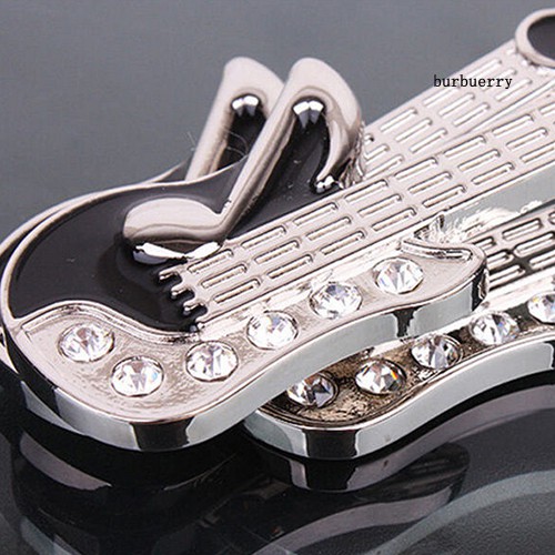 Móc chìa khóa hình đàn guitar mini đính kim cương giả thời trang