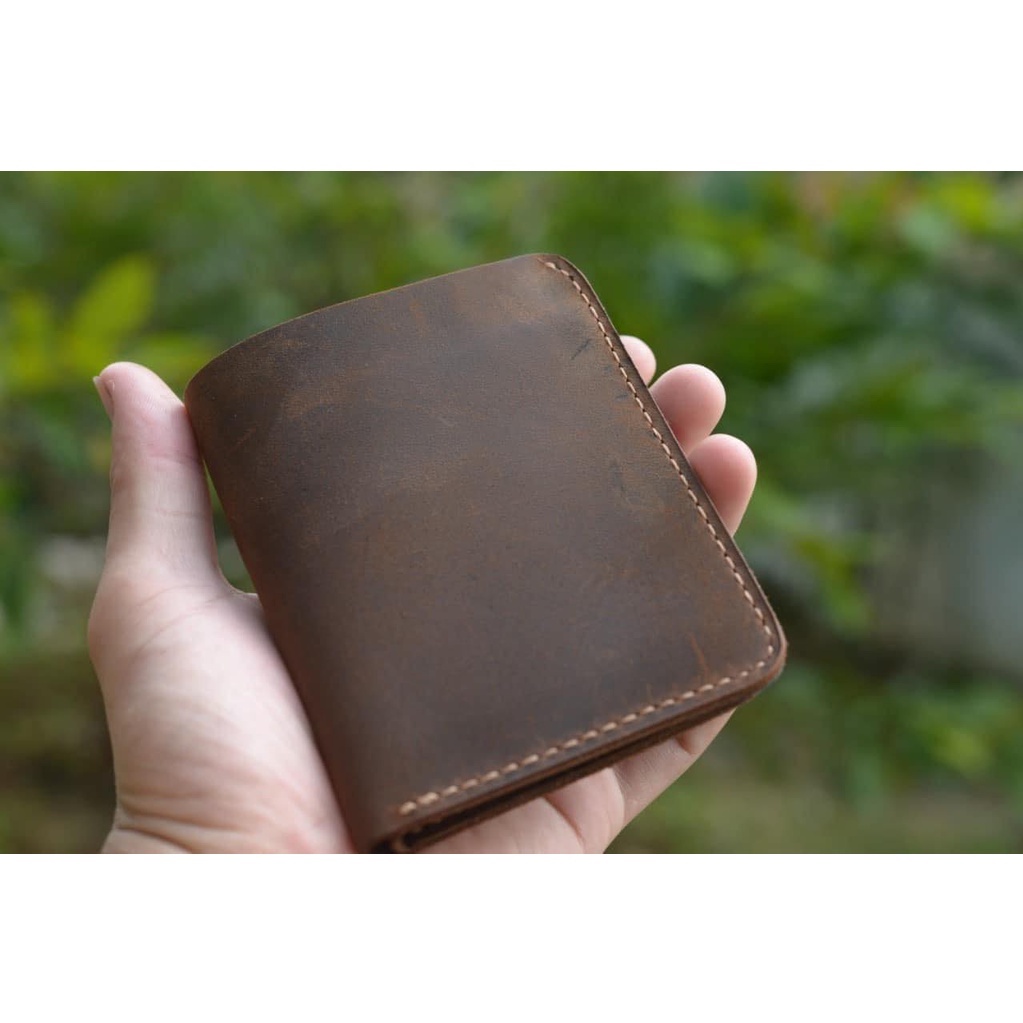 Ví Đứng Da Bò, Ví Nhỏ Gọn. Da Thật 100%. Bảo Hành 2 năm. Kích Thước 9x11cm