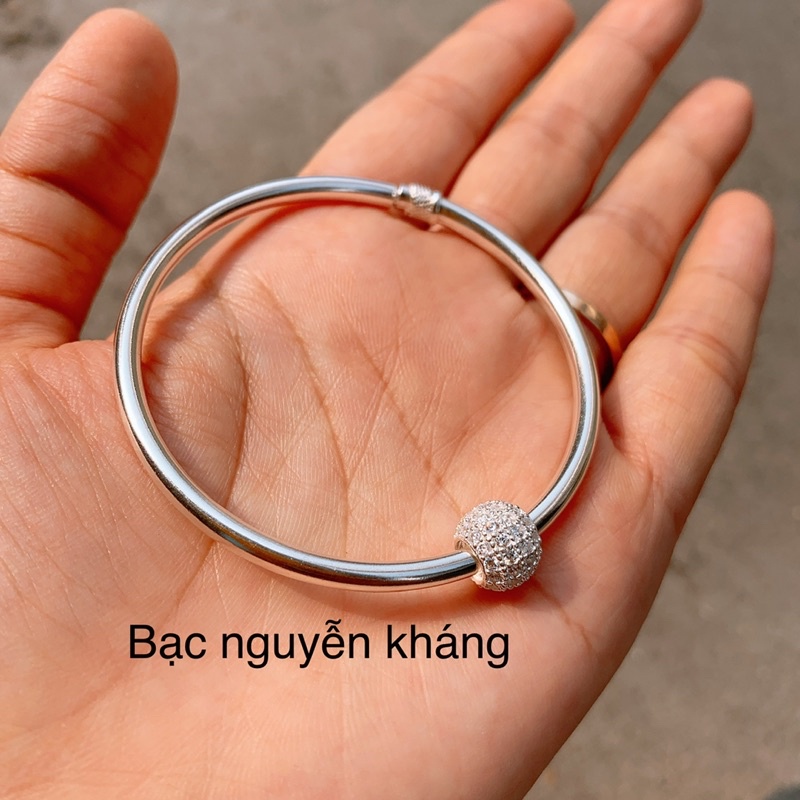 LẮC TAY NỮ BẠC TA KẾT HỢP CHAM CẦU ĐÁ TRẮNG