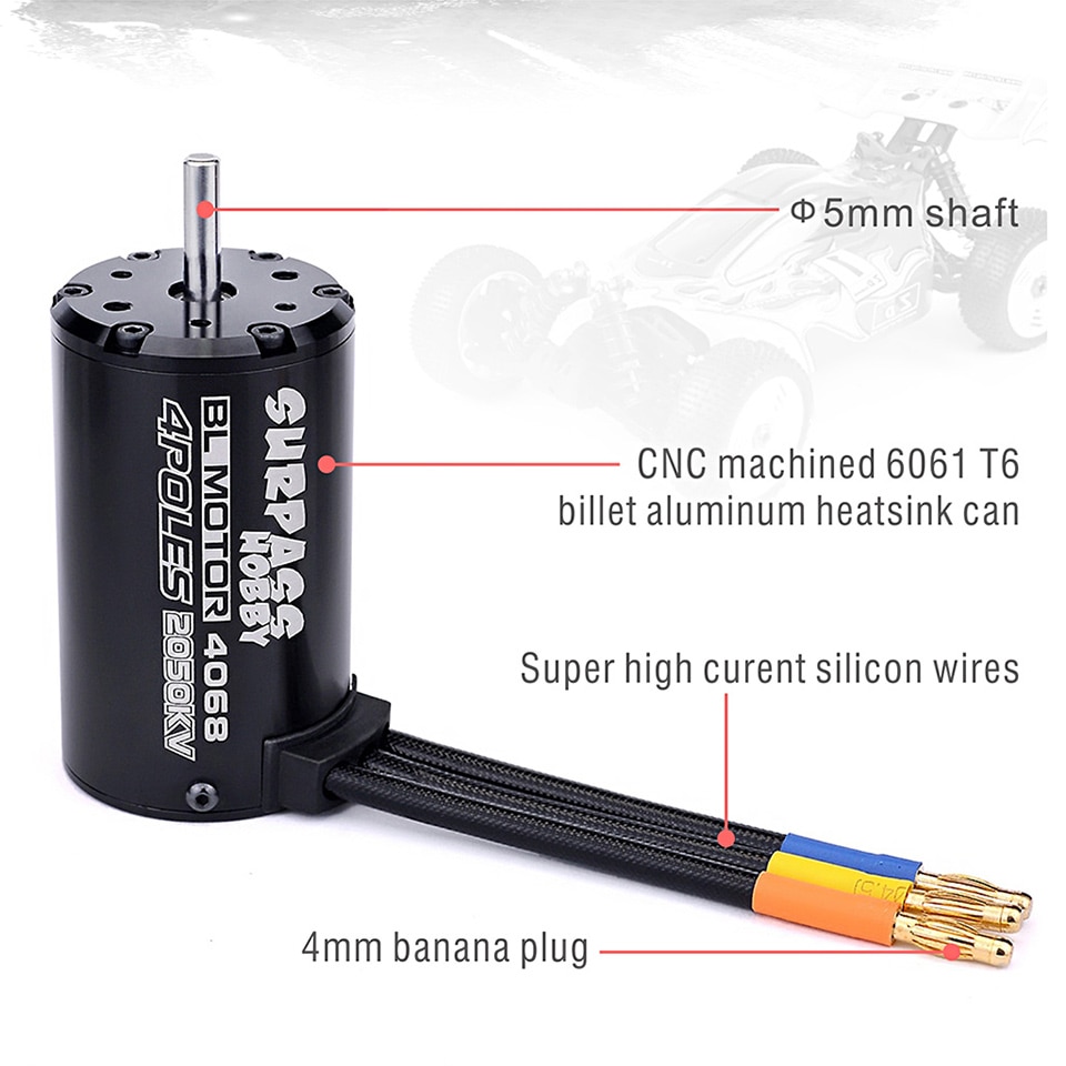 Động Cơ Không Chổi Than Chống Nước 4068 / 4076 2050KV 2650KV 1900KV 1700KV 1400KV 1 / 8 RC Cho Xe Tải Điều Khiển Từ Xa