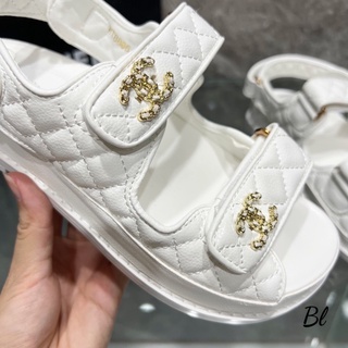 Sandal quai dán channel tag vàng nguyên box