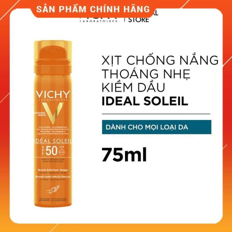 Combo Vichy Xịt Khoáng Chống Nắng Ideal Soleli 75ml & Nước Tẩy Trang Dành Cho Da Nhạy Cảm Mineral Sensitive 200ml