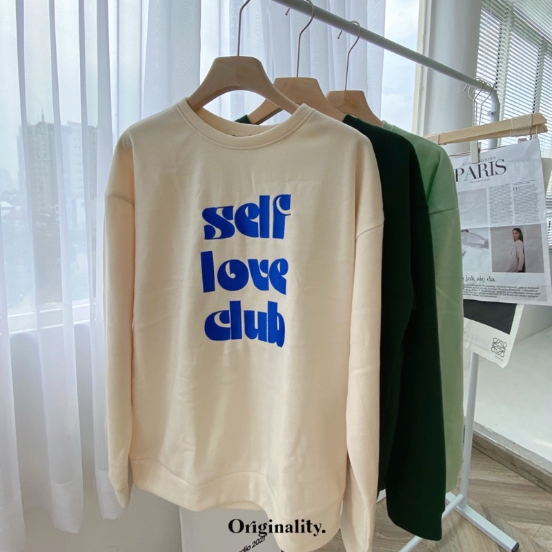 ÁO NỈ THUN TAY DÀI THÊU CHỮ - SELFLOVECLUB SWEATER