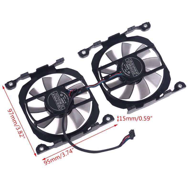 Bộ 1 Cặp Quạt Tản Nhiệt Dc 12v 0.45a Cho Inno3D 260 Gtx 750ti Gtx660