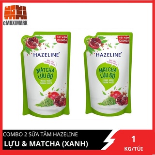 COMBO 2 túi sữa tắm Hazeline Lựu & Matcha (Xanh) 1KgX2