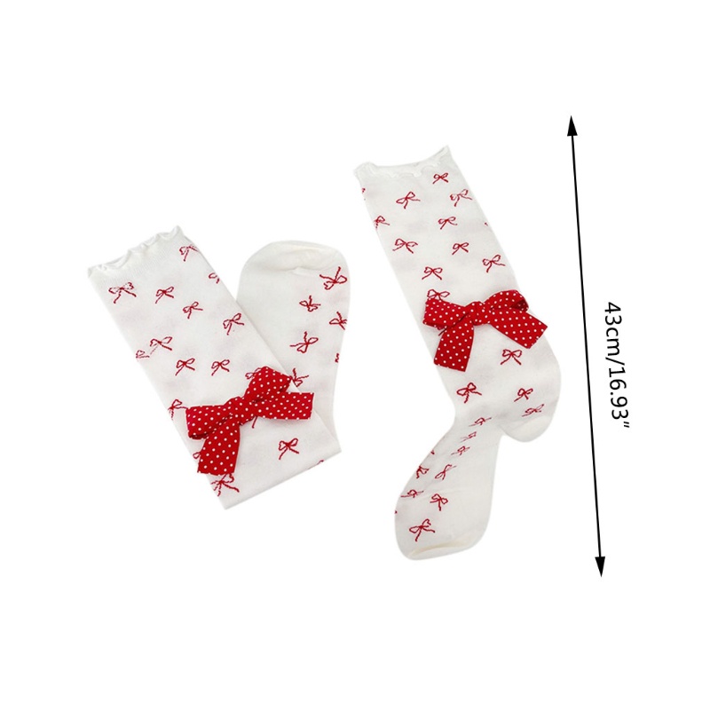 Vớ Cotton Co Giãn Phối Bèo Đính Nơ Họa Tiết Chấm Bi Phong Cách Lolita Dễ Thương Cho Nữ